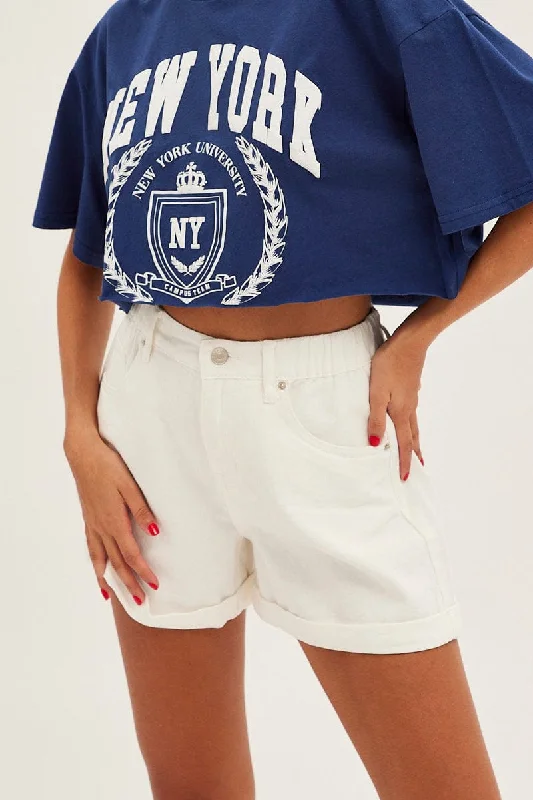 White Denim Shorts High Rise