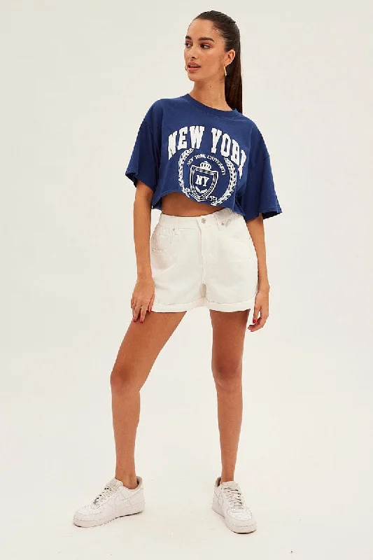 White Denim Shorts High Rise