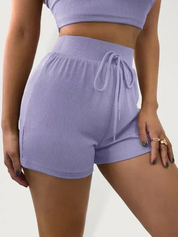 Women’s knitted casual all-match ribbed shorts