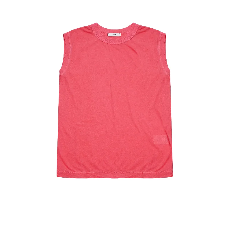 Aton Fresca Boy's Fit Garment Dyed No-Sleeve T-Shirt in Fuscha Pink