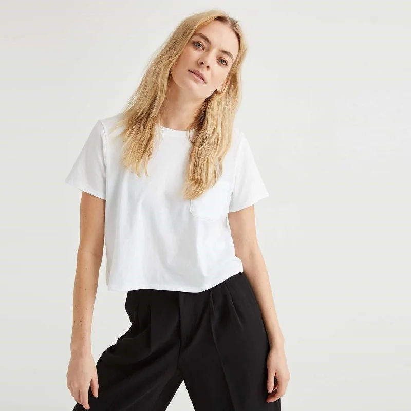 Pima Boxy Crop Tee (White)