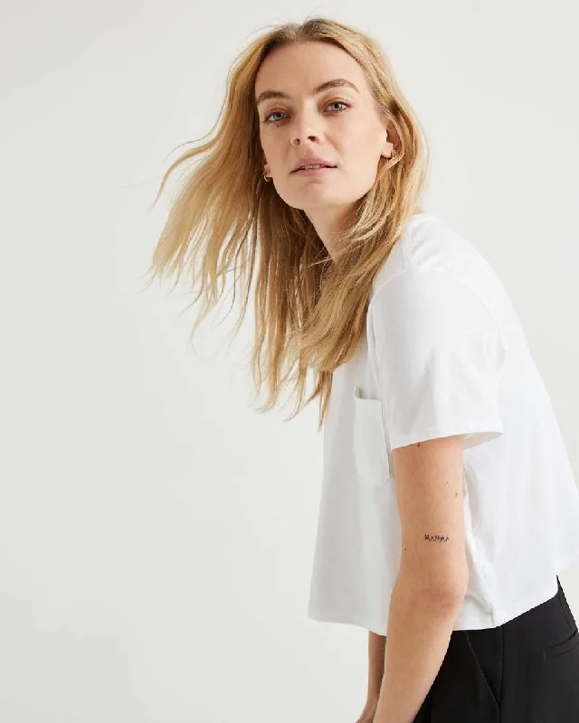 Pima Boxy Crop Tee (White)