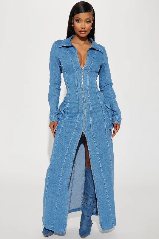 Brandy Denim Maxi Dress - Medium Blue Wash