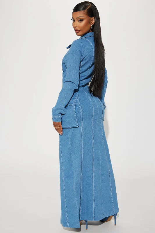 Brandy Denim Maxi Dress - Medium Blue Wash