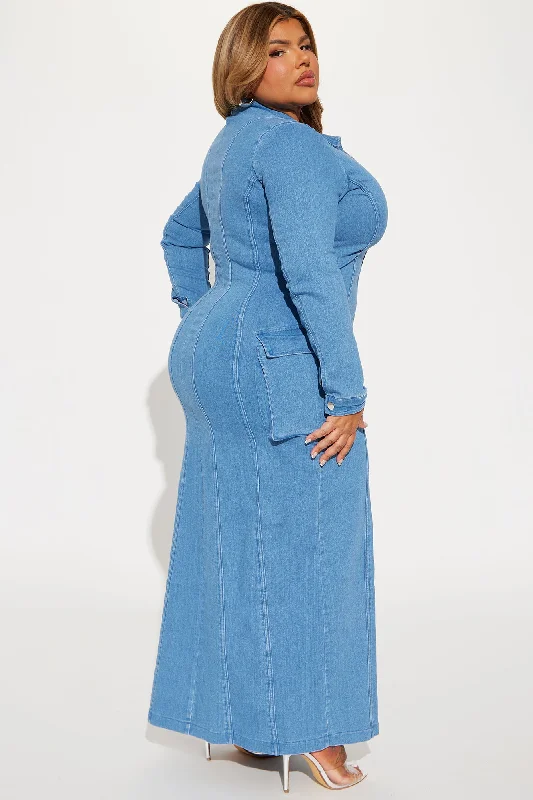 Brandy Denim Maxi Dress - Medium Blue Wash