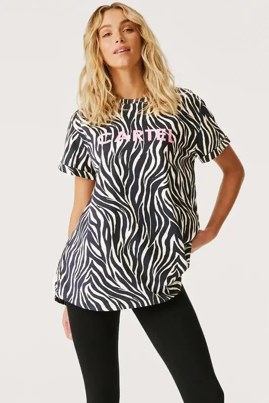 CARTEL & WILLOW MARLO TEE BLACK ZEBRA