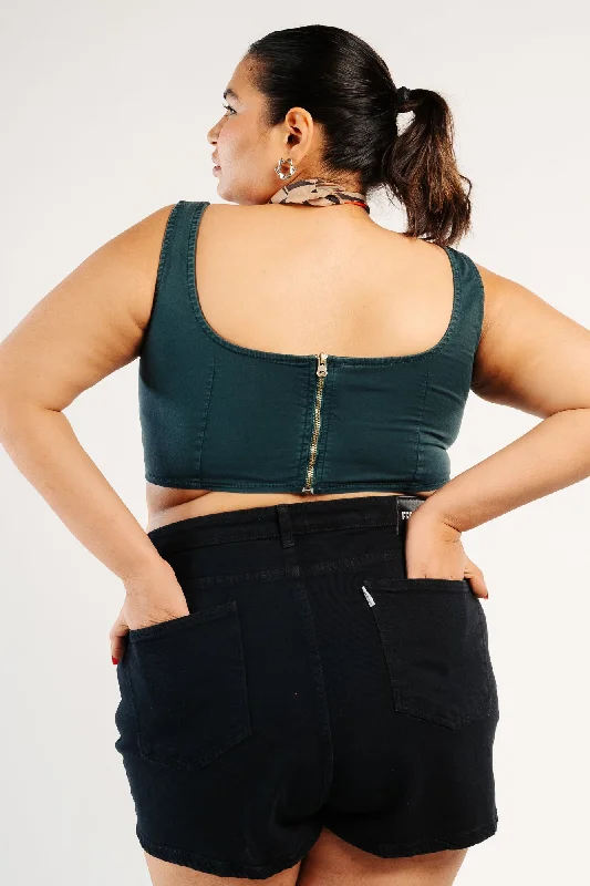 Dark Emerald Denim Bustier Top