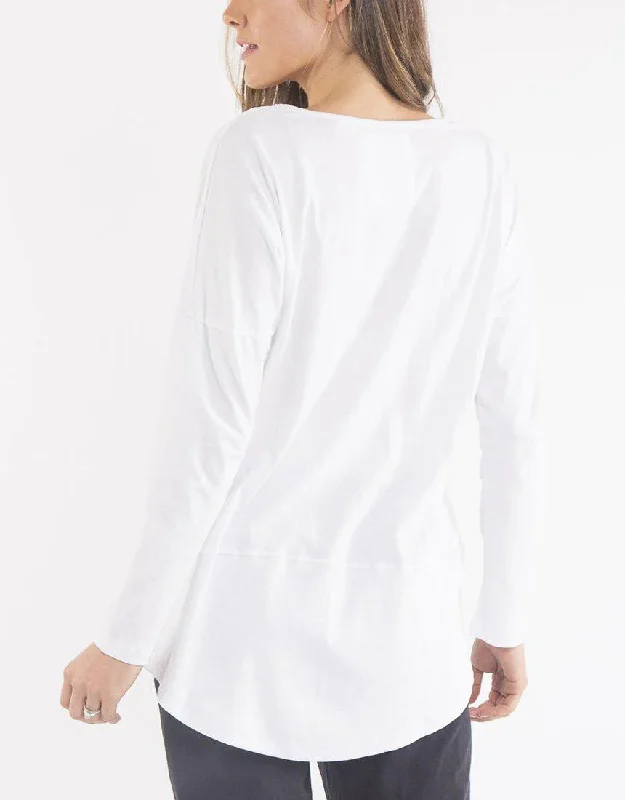 ELM FUNDAMENTAL RIB LONG SLEEVE TEE WHITE