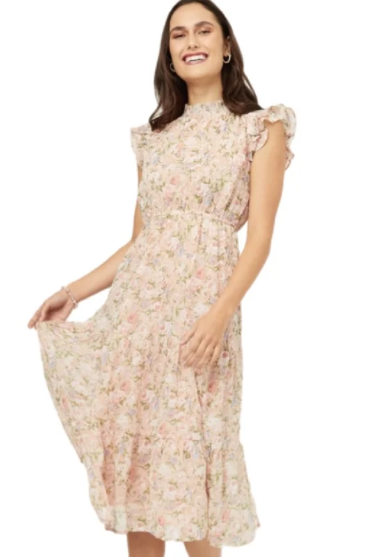 Floral Ruffled Smock Neck Tank Dress Style 5849