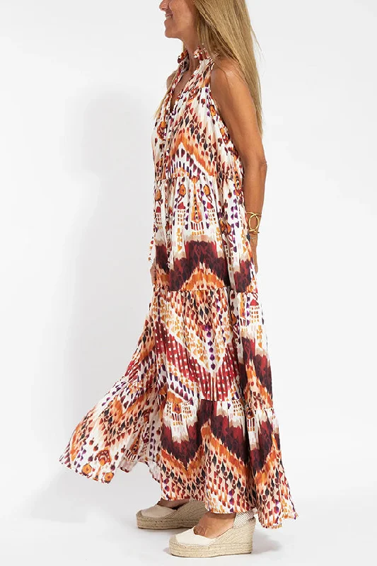 Graceful Appearance Boho Ethnic Print A-line Maxi Dress