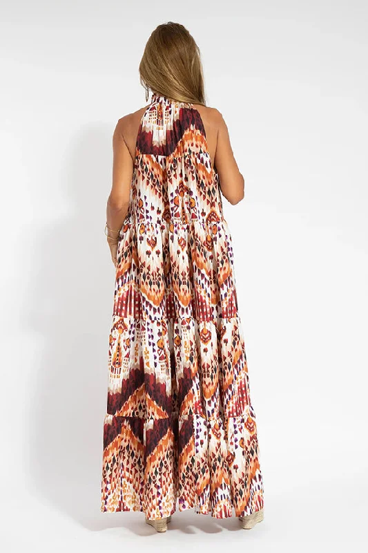 Graceful Appearance Boho Ethnic Print A-line Maxi Dress