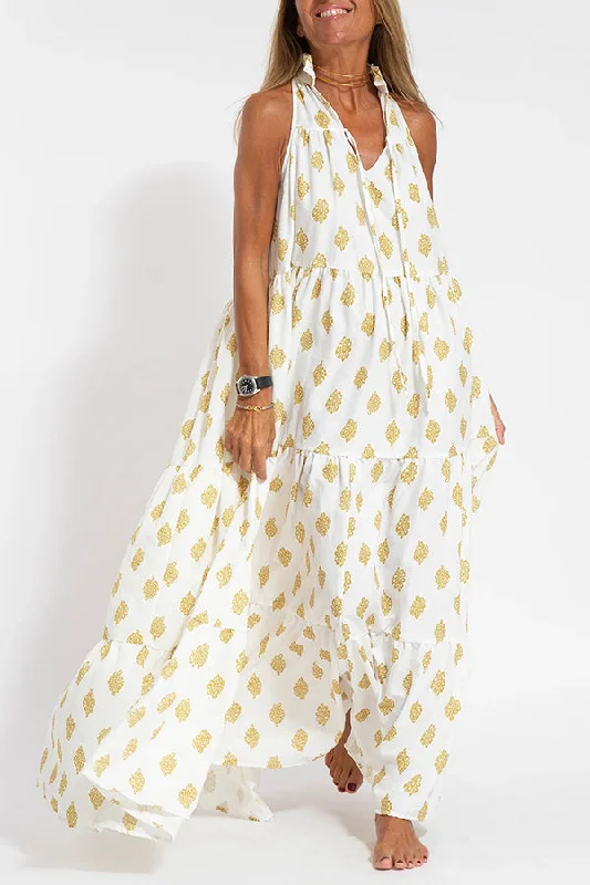 Graceful Appearance Boho Ethnic Print A-line Maxi Dress