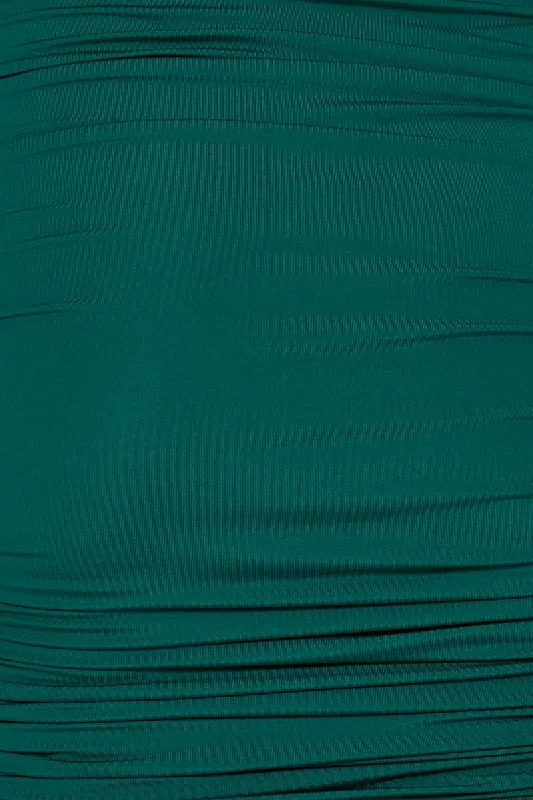 Green Midi Skirt Ruched