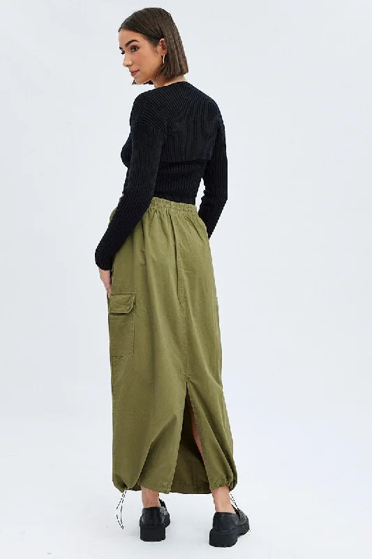 Green Parachute Skirt Maxi