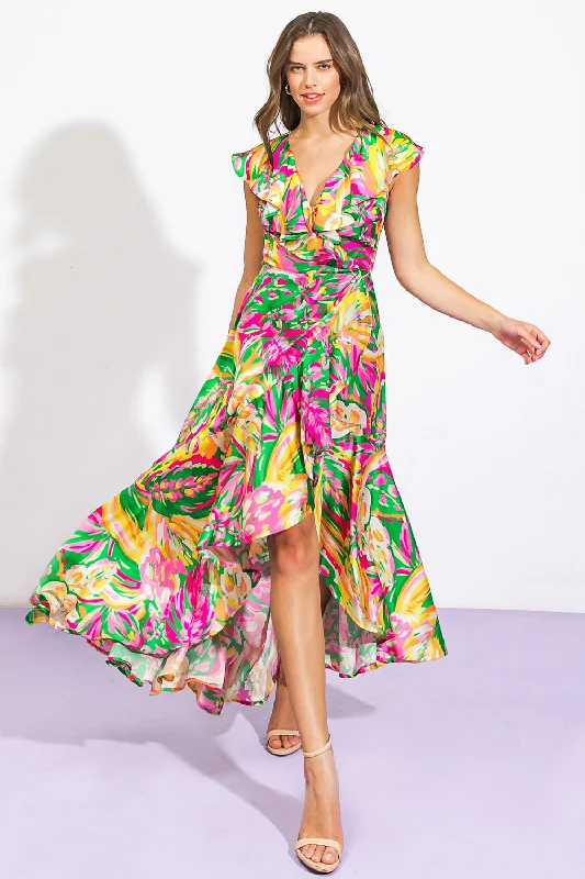 THE TIME IS RIGHT WOVEN SATIN MAXI DRESS