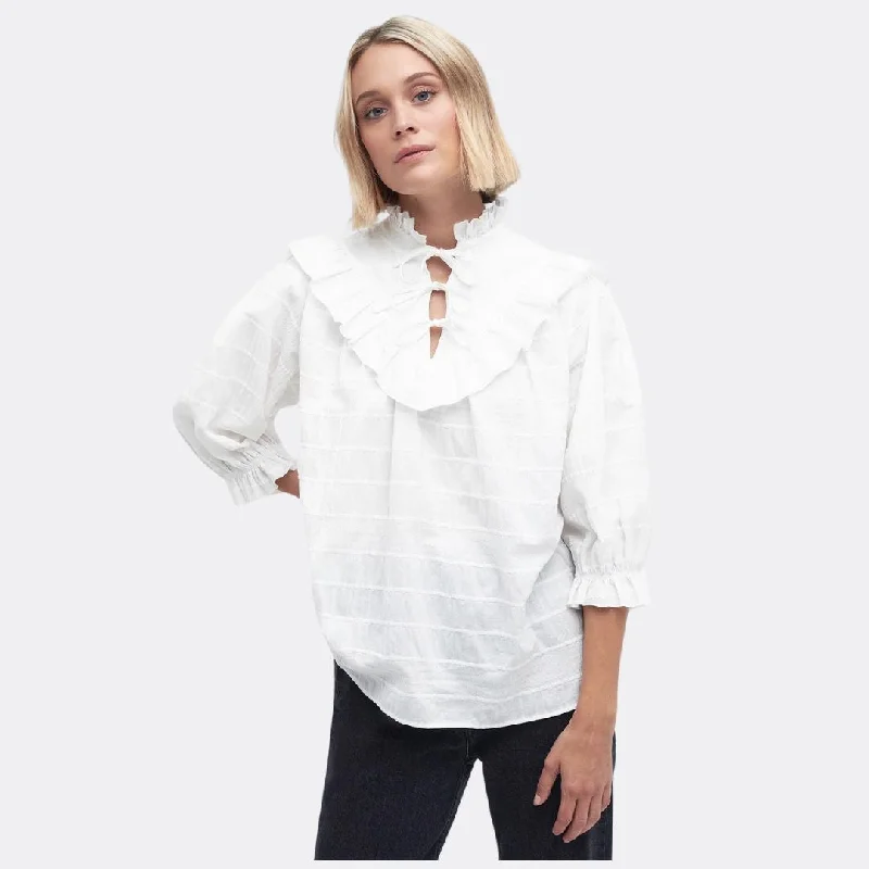 Kelburn High Neck Blouse (Classic White)