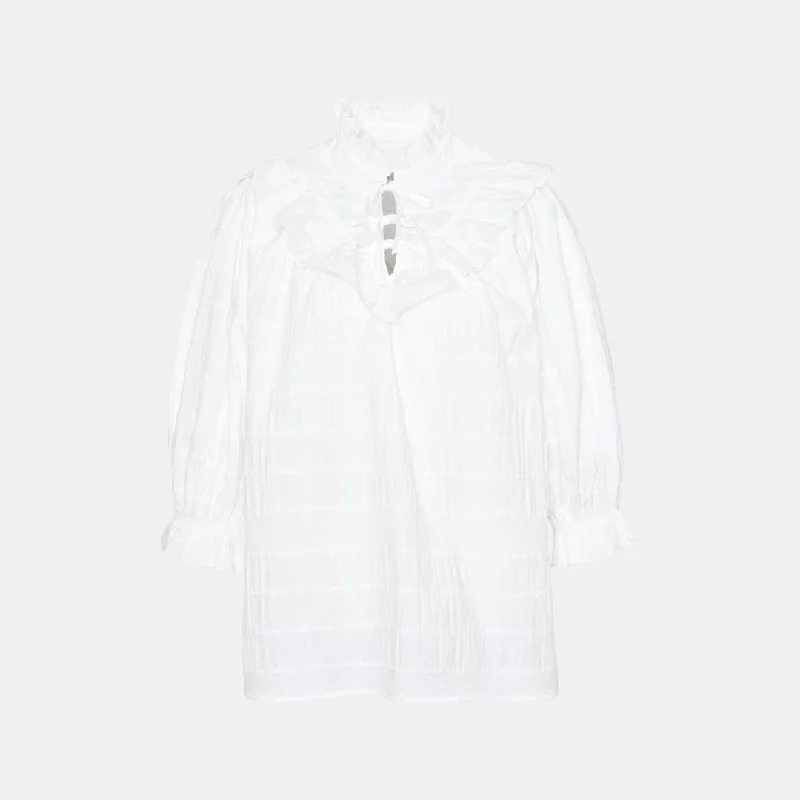 Kelburn High Neck Blouse (Classic White)