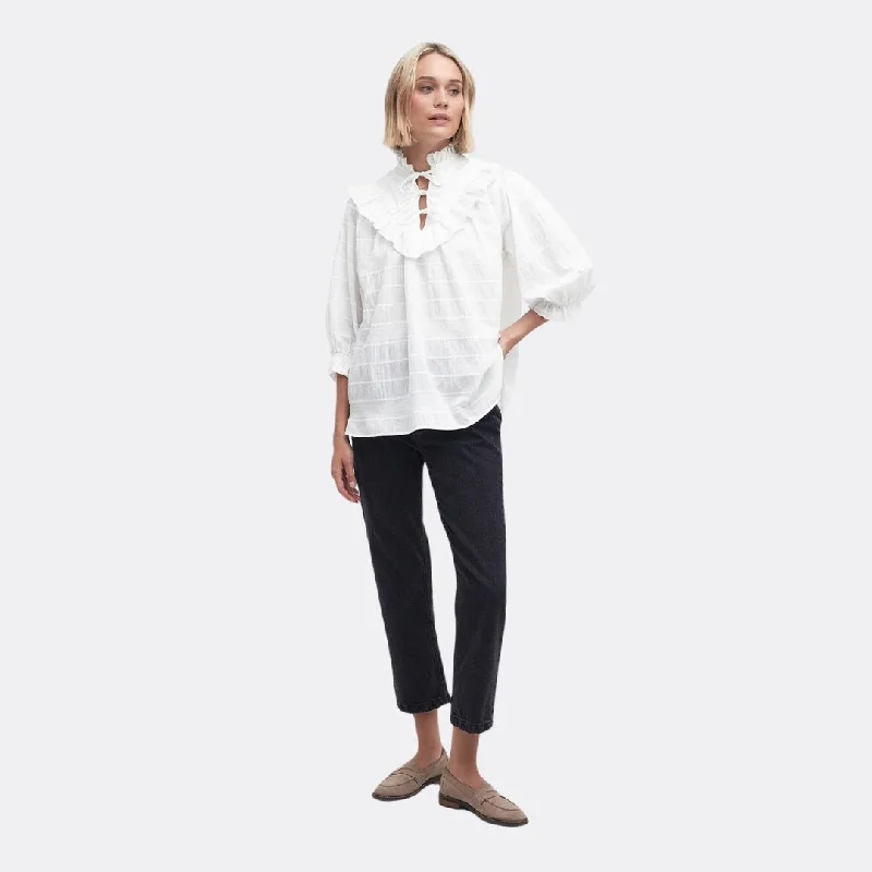 Kelburn High Neck Blouse (Classic White)