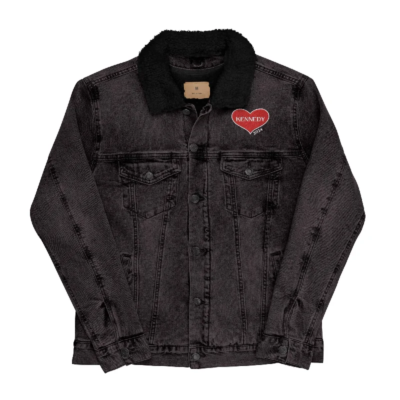 Kennedy Heart Unisex Denim Sherpa Jacket