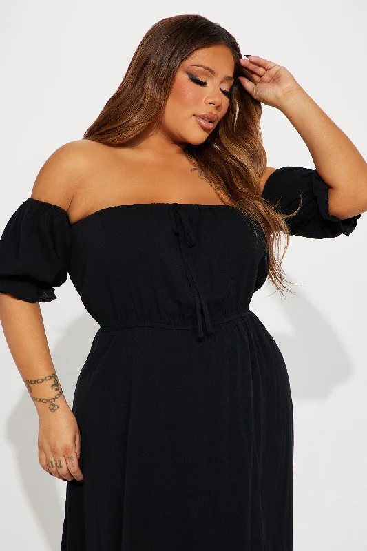 Lily Off Shoulder Maxi Dress - Black