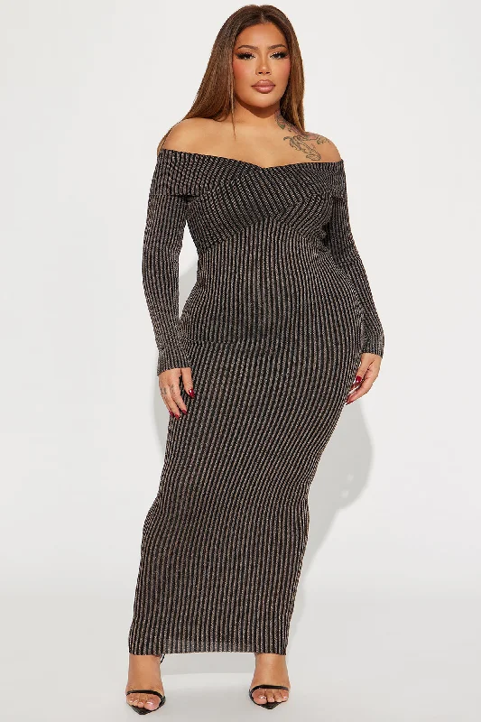 Mackenzie Sweater Maxi Dress - Brown Combo