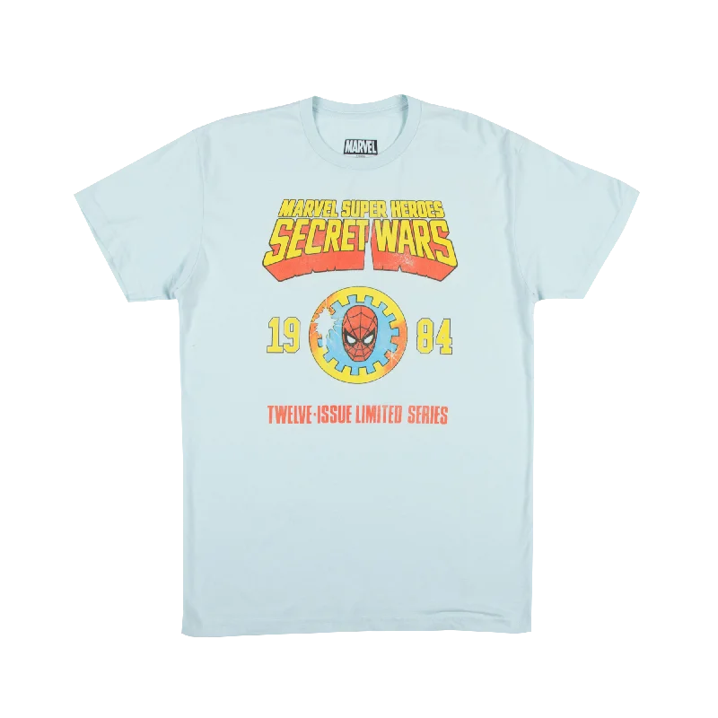 Secret Wars 1984 Spider-Man Shield Sky Blue Tee