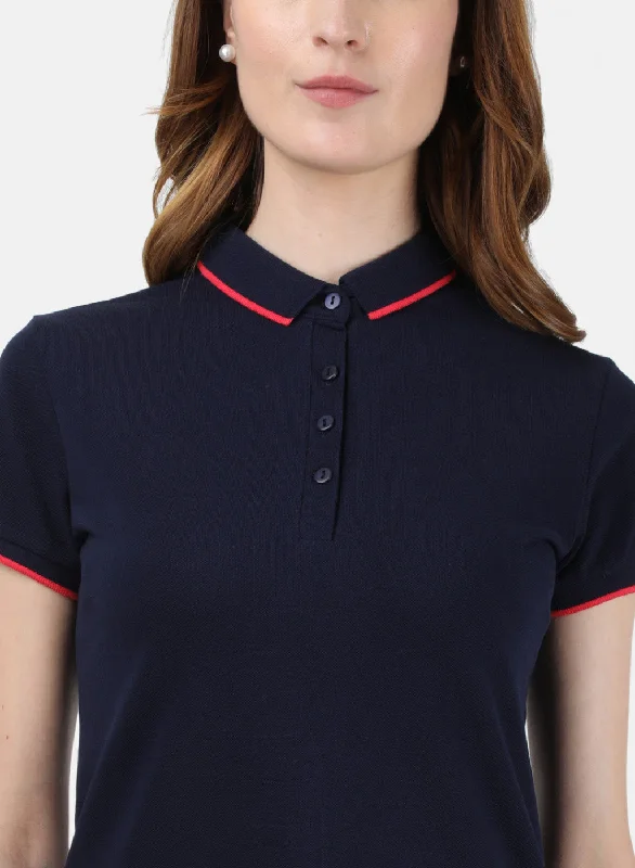 Womens NAvy Blue Plain T-Shirt