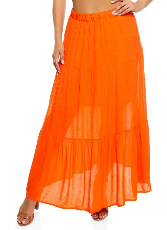 Haute Monde Gauze Knit Tiered Maxi Skirt