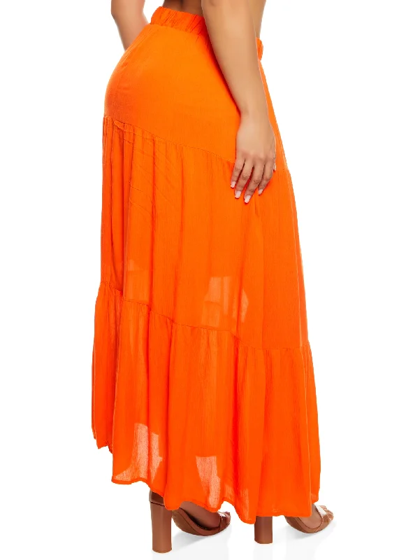 Haute Monde Gauze Knit Tiered Maxi Skirt