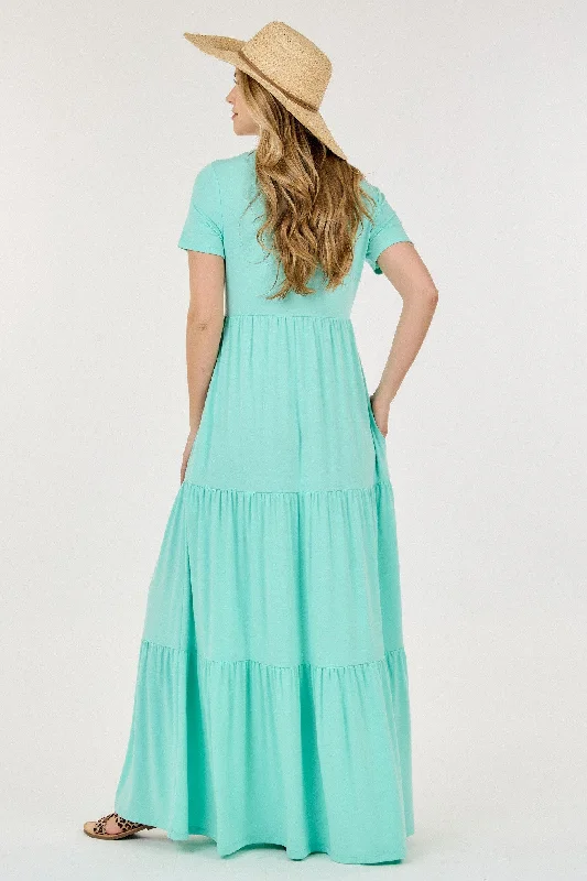 Round-Neck Solid Maxi Dress Style 2581