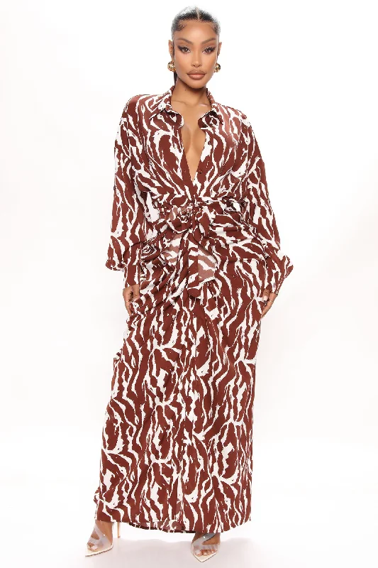 Safari Vibes Maxi Dress - Brown/combo