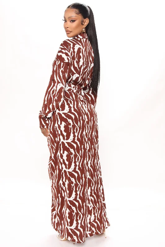 Safari Vibes Maxi Dress - Brown/combo