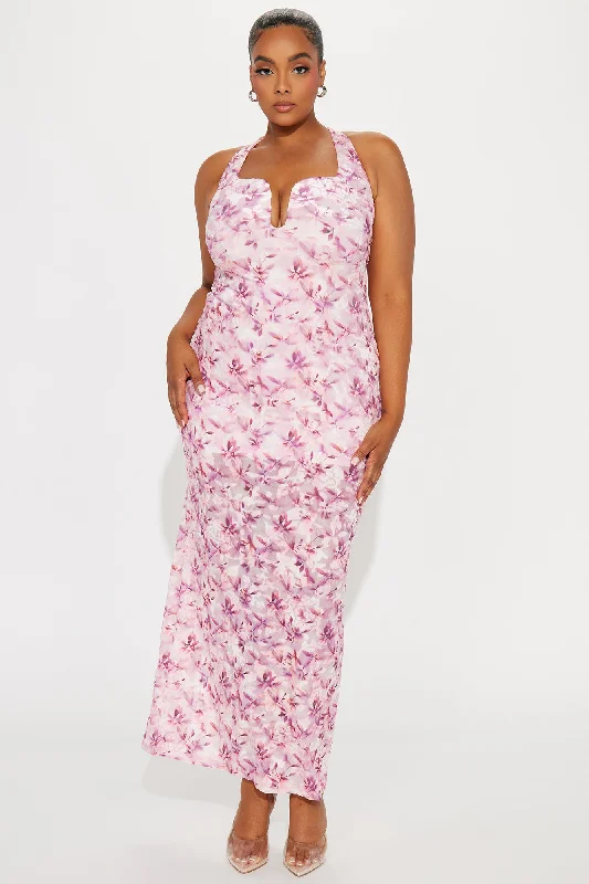 Sakura Mesh Maxi Dress - Pink/combo