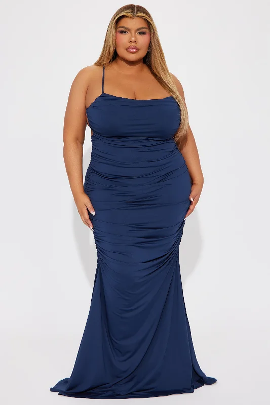 Scarlett Ruched Gown - Navy