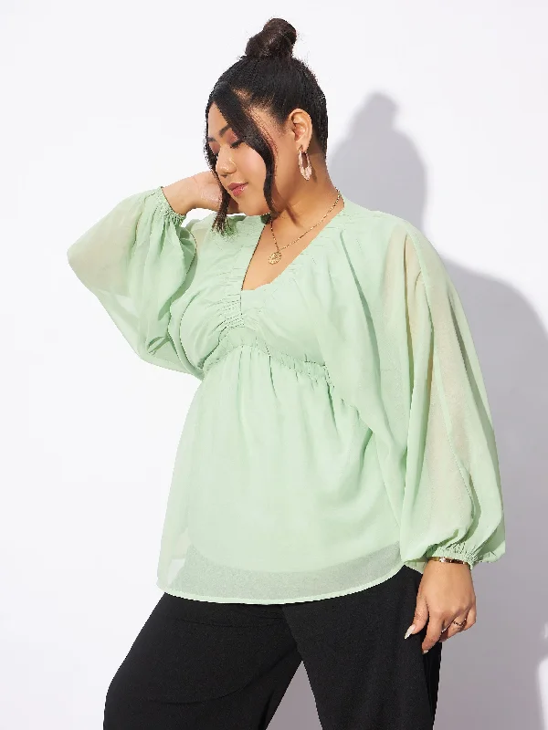 4XL / Green / Georgette