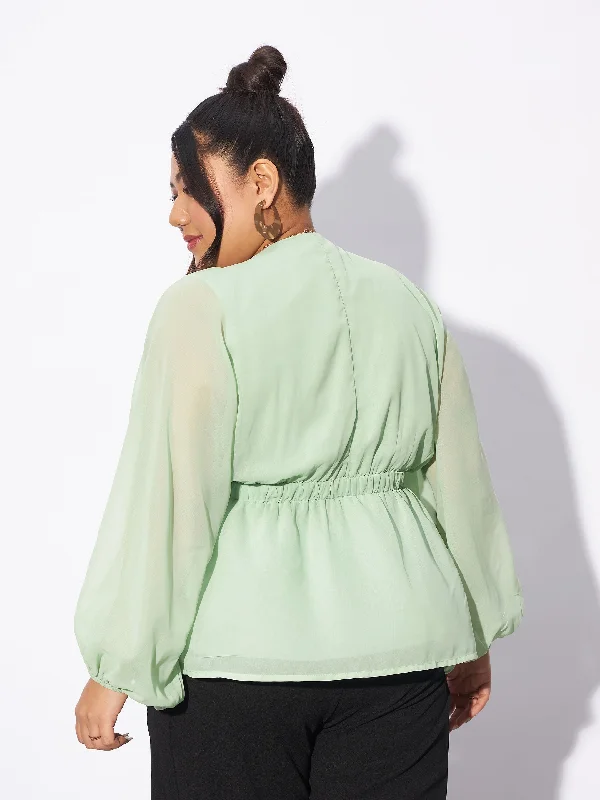 6XL / Green / Georgette