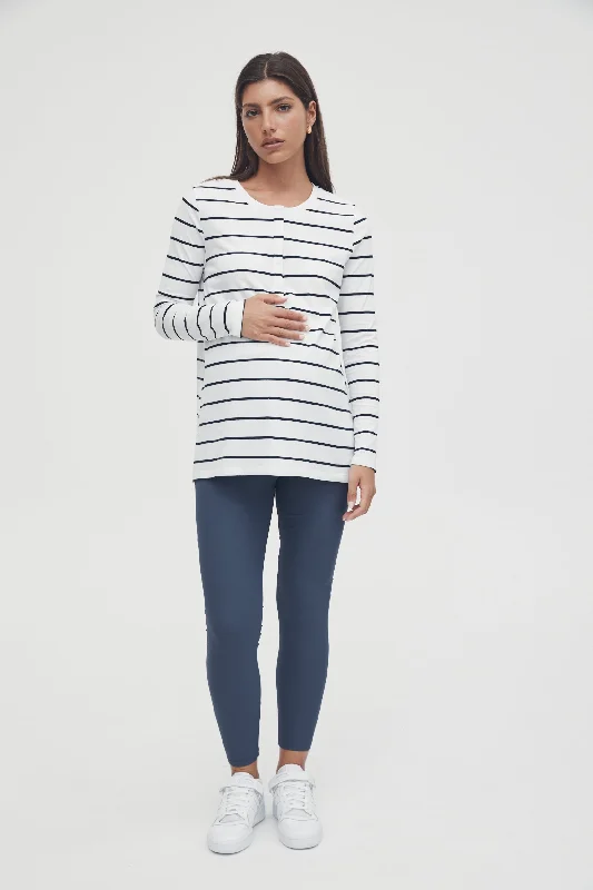 Sophia Stripe Tee (White Navy Stripe)