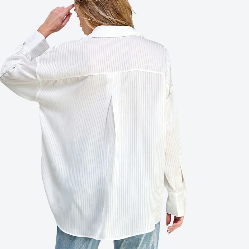 Striped Satin Shirt (White)