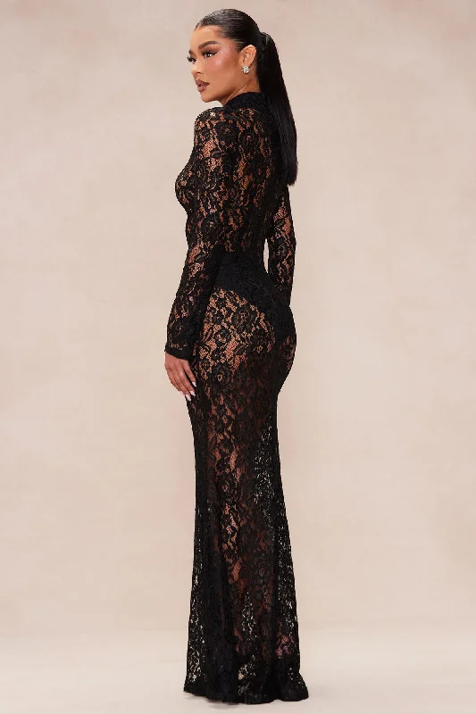 Valentina Lace Maxi Dress - Black