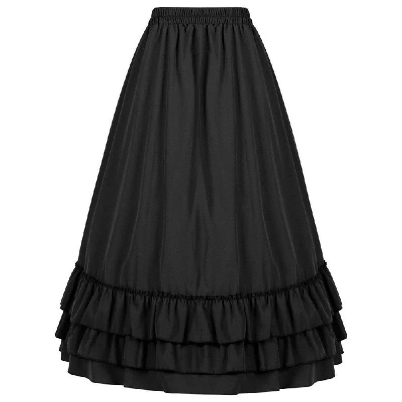 Women's Gothic Layered Ruffled Long Pleated Skirt