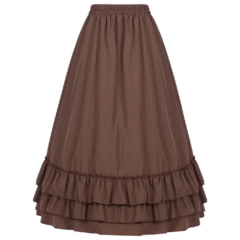 Women's Gothic Layered Ruffled Long Pleated Skirt