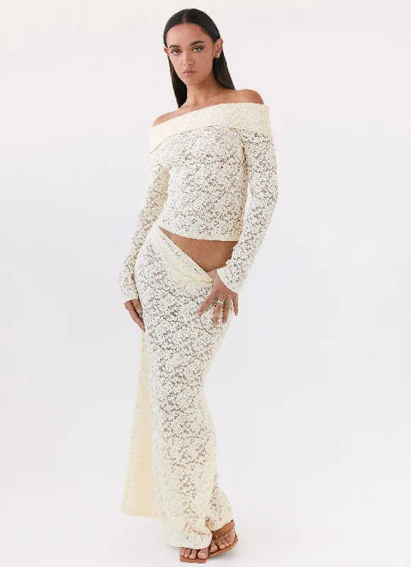 Zephyra Lace Maxi Skirt - Natural